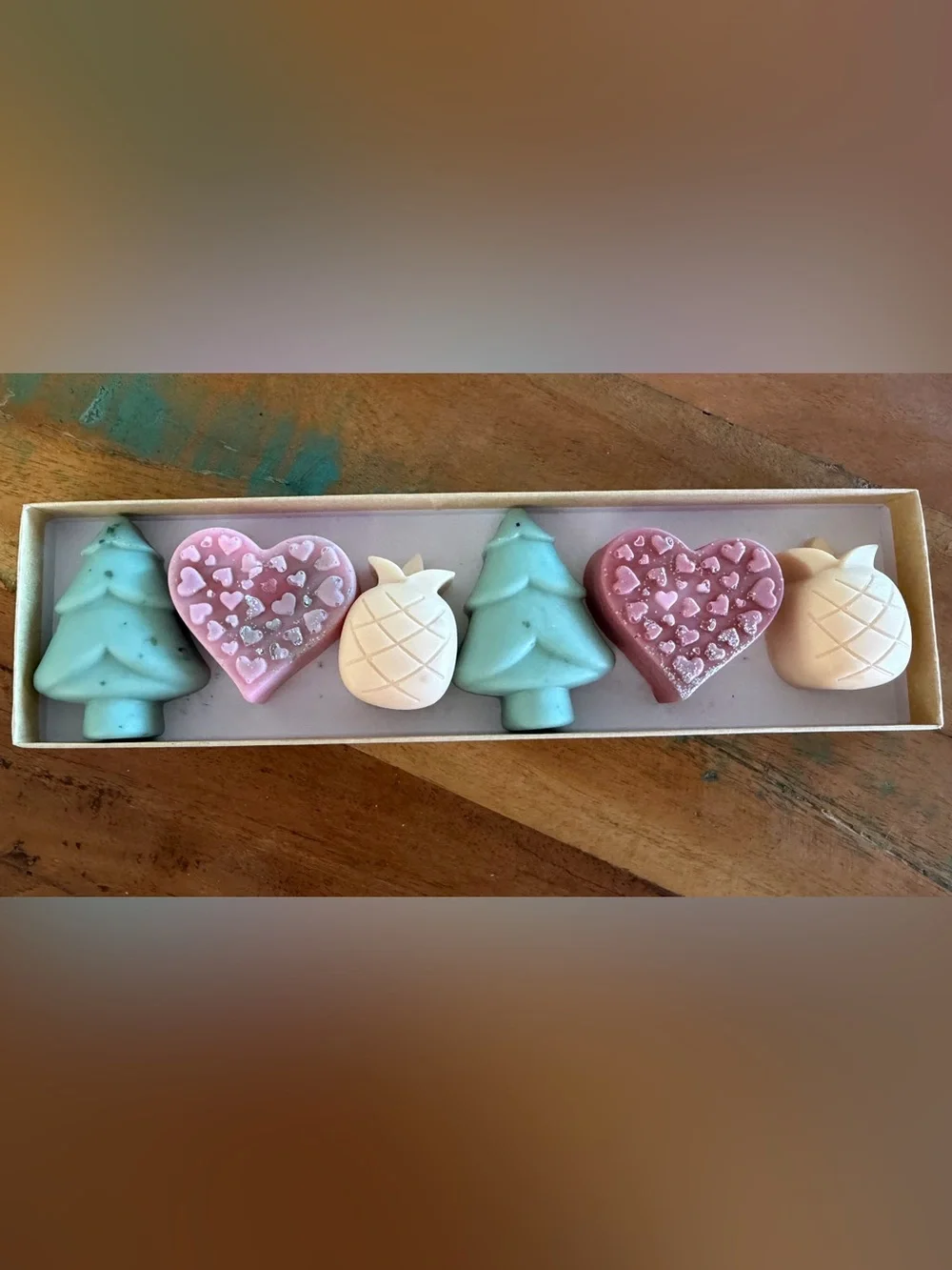 Handmade Bath Soap Set - Pink Hearts, Cream Pineapple & Teal Tree